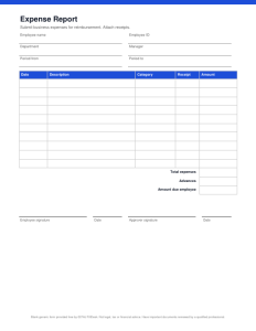 First page of Expense Report