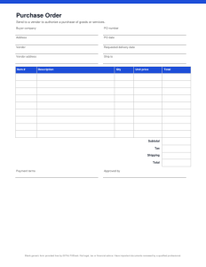First page of Purchase Order
