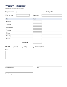 First page of Weekly Timesheet